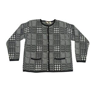 VTG Hasting & Smith Cardigan Sweater Women's Small Black White